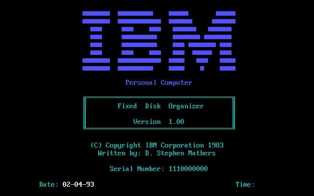 IBM Fixed Disk Organizer screenshot