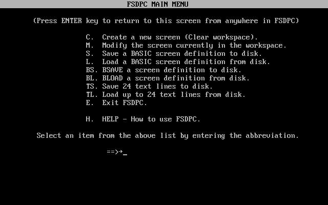 IBM Fullscreen Definition FSDPC screenshot